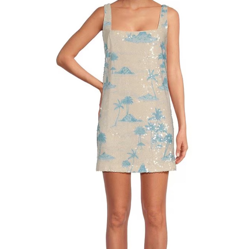 Twiggy Sequin Palm Tree Dress |Gianni Bini x DANNIJO | Size 12 🌴💙